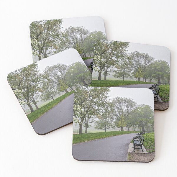 Item preview, Foggy Morning Prospect Park Path Benches designed and sold by ErtsDeals.