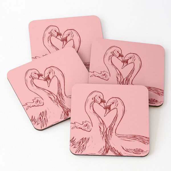 Item preview, "Red Swans" Linocut Print designed and sold by samsprintsandpatches.