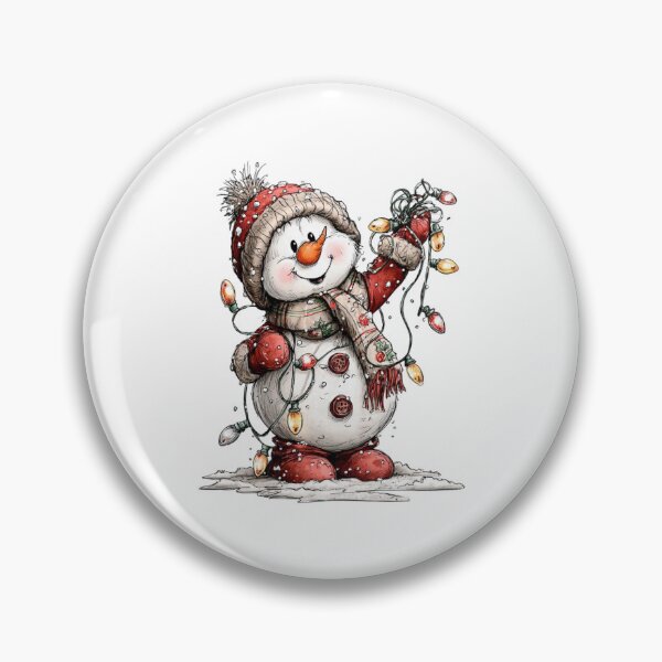 Item preview, Snowman With Twinkling Lights and Cozy Red Knit designed and sold by QuietBloom80.