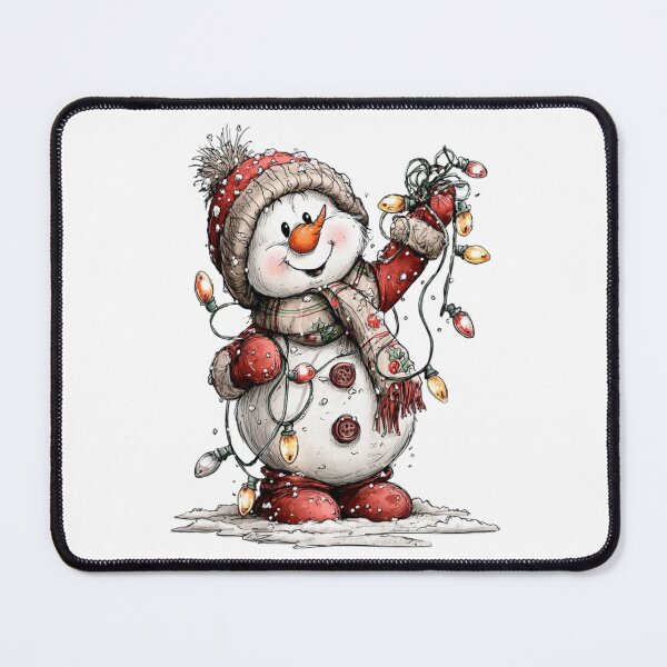 Item preview, Snowman With Twinkling Lights and Cozy Red Knit designed and sold by QuietBloom80.