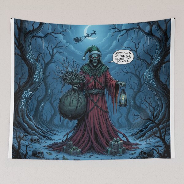 Item preview, Dark Christmas Reaper - Nice List? All Going to Hell - Goth Holiday Humor. designed and sold by jheinart.