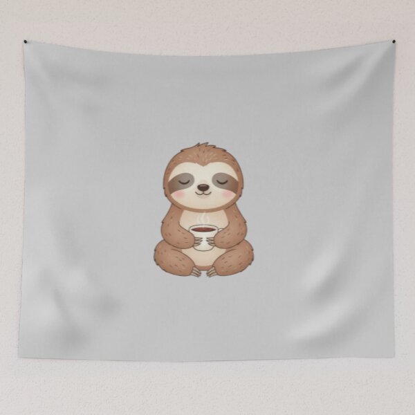 Item preview, Cute Sloth Holding Coffee Mug - Cozy Relaxed Animal designed and sold by VibeNationArt.