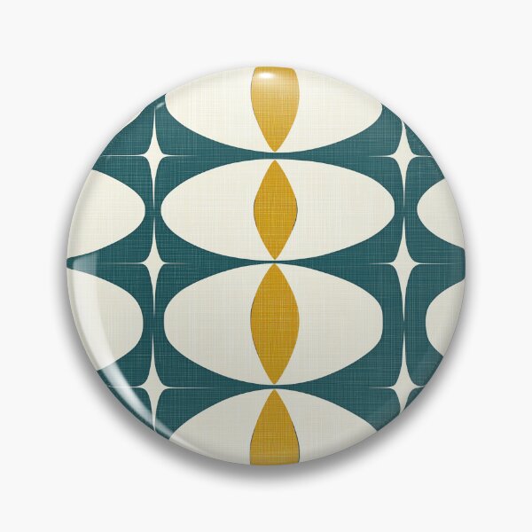 Item preview, Mid-Century Geometric Pattern – Bold Retro Geometry: Mod Oval Mania Vision with Rounded Rectangles, Ovals & Diamonds in Dark Green, White & Yellow designed and sold by The Print Parlor.