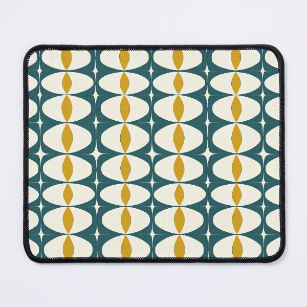 Item preview, Mid-Century Geometric Pattern – Bold Retro Geometry: Mod Oval Mania Vision with Rounded Rectangles, Ovals & Diamonds in Dark Green, White & Yellow designed and sold by The Print Parlor.