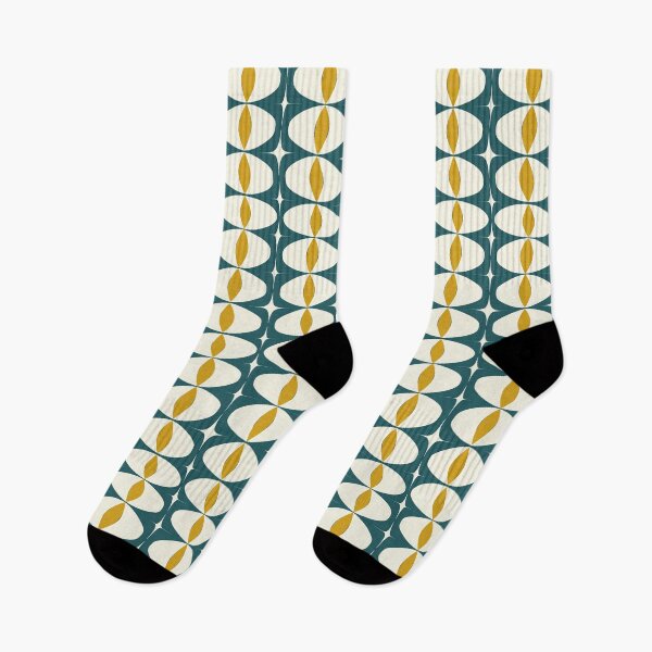 Item preview, Mid-Century Geometric Pattern – Bold Retro Geometry: Mod Oval Mania Vision with Rounded Rectangles, Ovals & Diamonds in Dark Green, White & Yellow designed and sold by The Print Parlor.