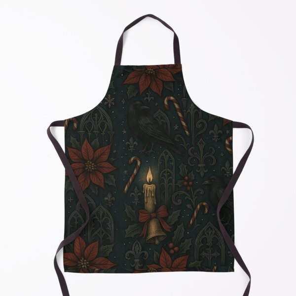Item preview, Gothic Yule Nocturne — Ravens, Poinsettias & Candy Canes (Seamless Pattern) designed and sold by cabuks.