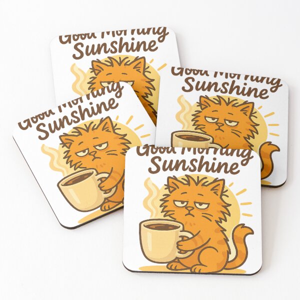 Item preview, Good Morning Sunshine Cat Coffee designed and sold by MeowLaugh.