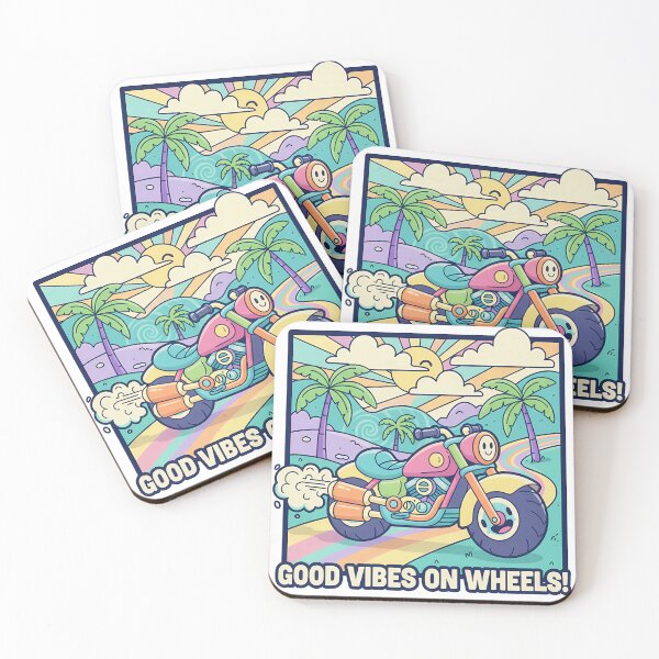 Item preview, Good Vibes on Wheels – Colorful Motorcycle Art designed and sold by WG AMAZING DESIGN.