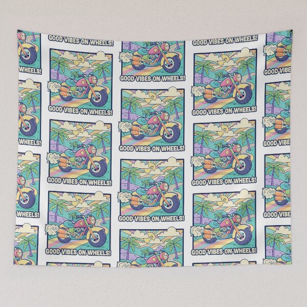 Item preview, Good Vibes on Wheels – Colorful Motorcycle Art designed and sold by WG AMAZING DESIGN.