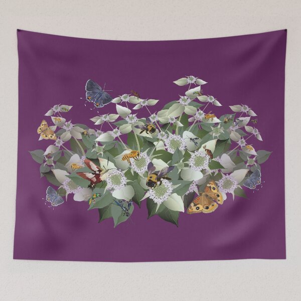 Item preview, Mountain Mint with Pollinating Bees, Butterflies, and Insects designed and sold by Jedi-Artist.