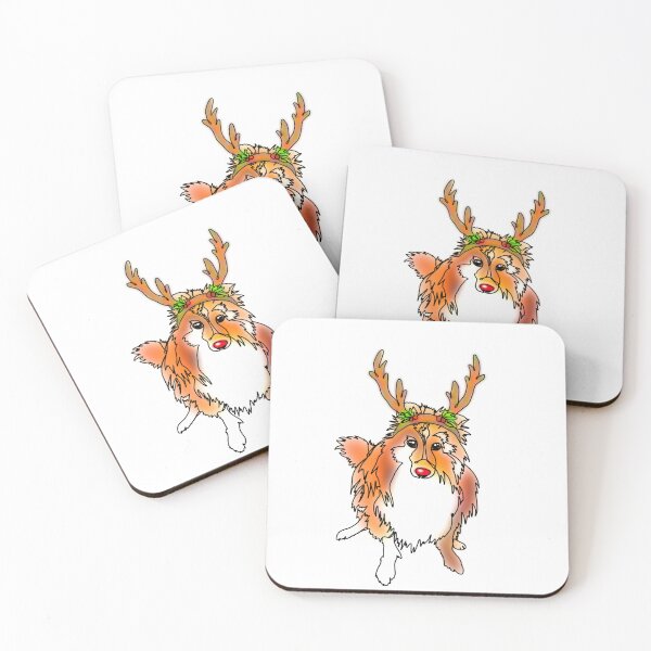 Item preview, Josh the Sheltie Dog Wearing Reindeer Antlers and nose- animalzinhats designed and sold by Ashley’sAnimalz.