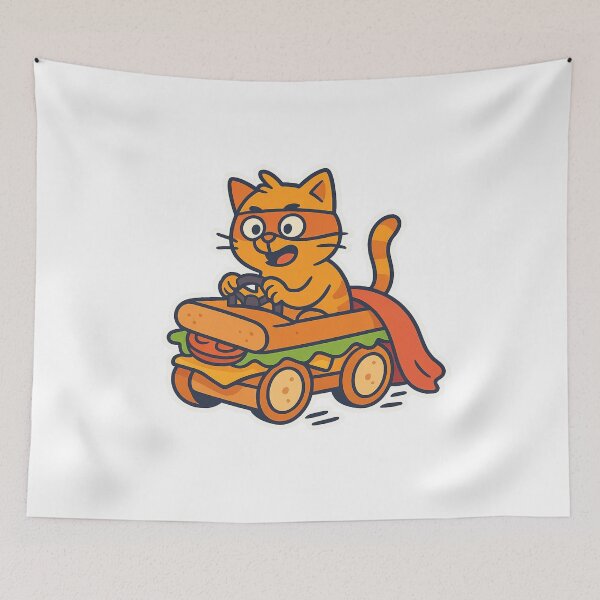 Item preview, Super Cat Sandwich Racer – Cute Cat Driving a Sandwich Car designed and sold by MeowLaugh.
