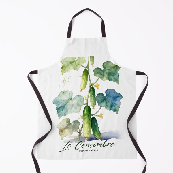Aperçu de l'œuvre Le Concombre – Aquarelle botanique française pour jardiniers et francophiles créée et vendue par FrancophileFun.