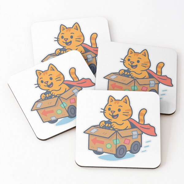 Item preview, Super Cat Cardboard Racer – Cute Cat Driving a Cardboard Box Car designed and sold by MeowLaugh.