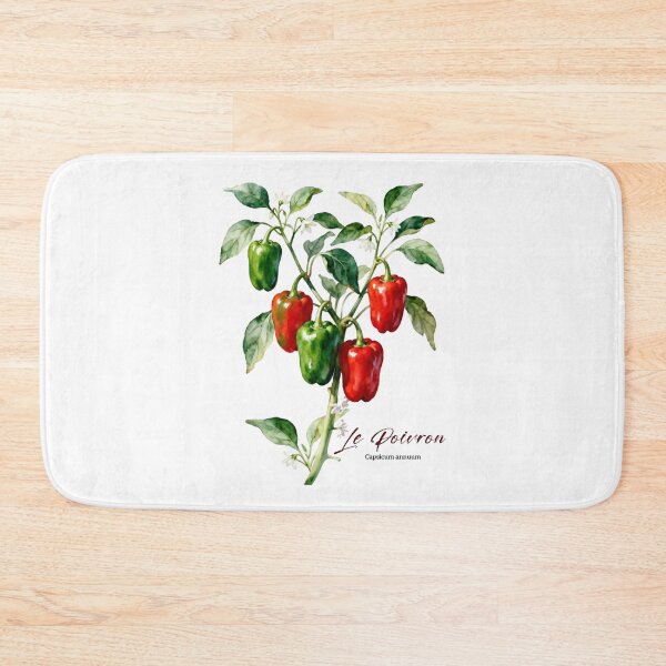 Item preview, Le Poivron (Bell Pepper) – French Botanical Watercolor Art for Gardeners & Francophiles designed and sold by FrancophileFun.
