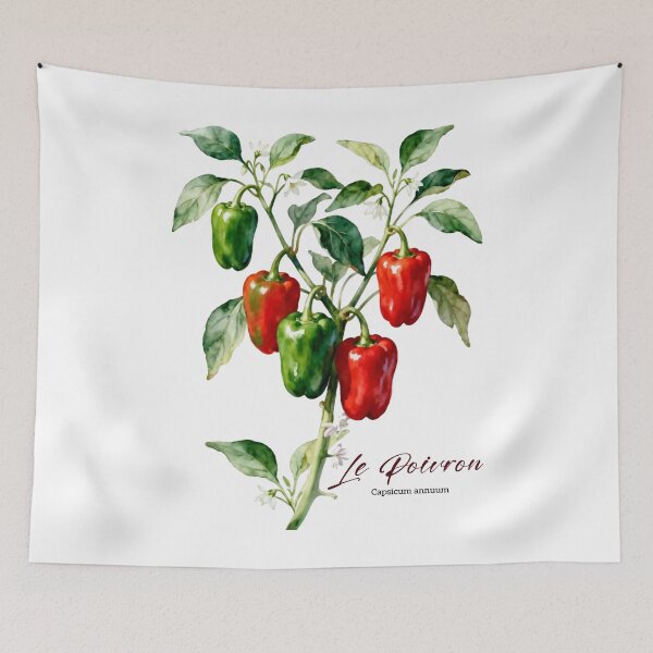 Item preview, Le Poivron (Bell Pepper) – French Botanical Watercolor Art for Gardeners & Francophiles designed and sold by FrancophileFun.