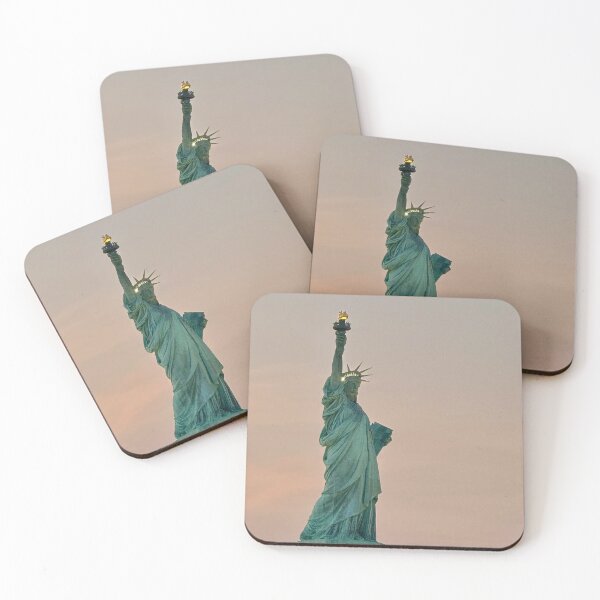 Item preview, Statue of Liberty lit up at dusk designed and sold by PhotoMcKate.