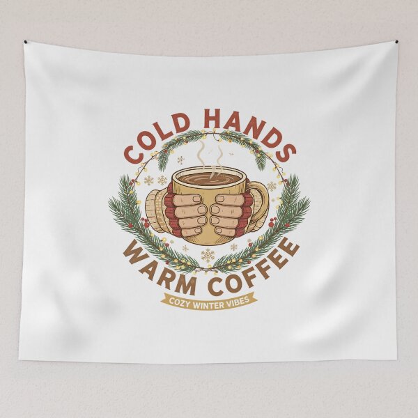 Item preview, Cold Hands Warm Coffee Cozy Winter Vibes designed and sold by Silent Watch Threads..
