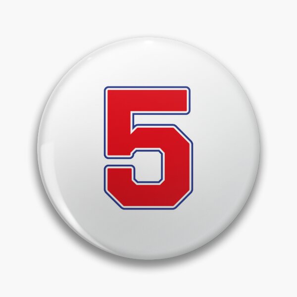 Item preview, Jersey Number 5 / Player Shirt Number Five (Red with Blue Outline) designed and sold by STUDIO-72.