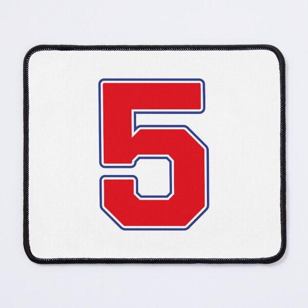 Item preview, Jersey Number 5 / Player Shirt Number Five (Red with Blue Outline) designed and sold by STUDIO-72.