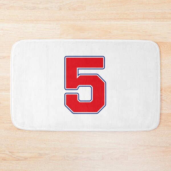 Item preview, Jersey Number 5 / Player Shirt Number Five (Red with Blue Outline) designed and sold by STUDIO-72.