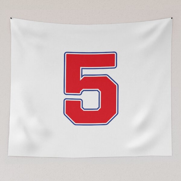 Item preview, Jersey Number 5 / Player Shirt Number Five (Red with Blue Outline) designed and sold by STUDIO-72.