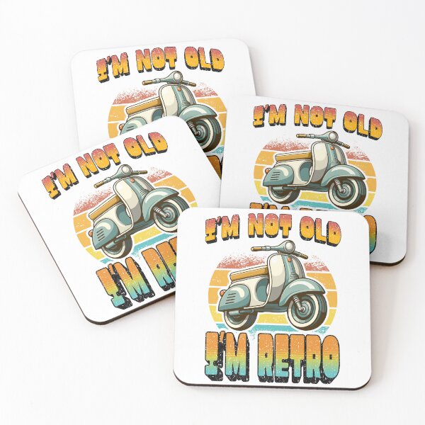 Item preview, "I'm Not Old I'm Retro" Distressed Half Sunset Nostalgia Scooter designed and sold by WHITE FLAME PRINTS.
