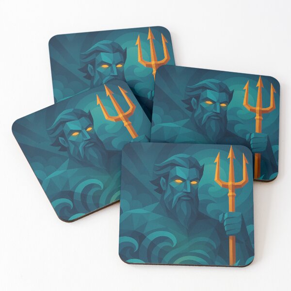 Artikelvorschau, Poseidon | Das Erwachen des Ozeans – Einzigartiges, farbenfrohes, kubistisches Geometrie-Kunstdesign im Eulenstil | Moderner Kubismus für Wasserliebhaber entworfen und verkauft von Owlic.artwear.