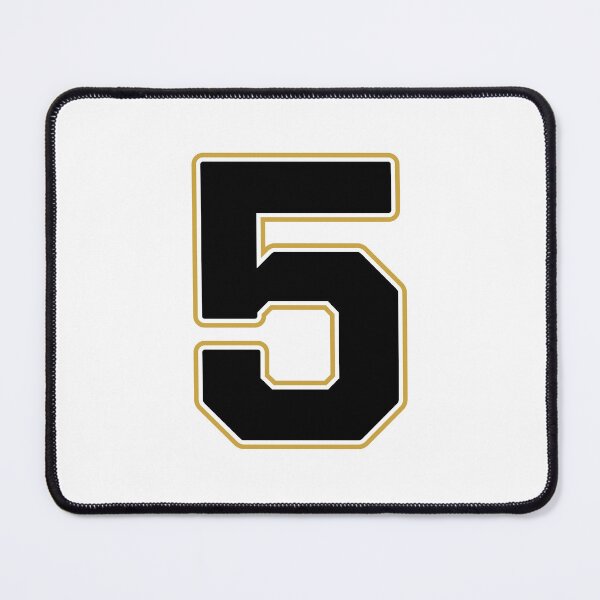 Item preview, Jersey Number 5 / Player Shirt Number Five (Black with Gold Outline) designed and sold by STUDIO-72.