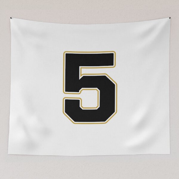 Item preview, Jersey Number 5 / Player Shirt Number Five (Black with Gold Outline) designed and sold by STUDIO-72.