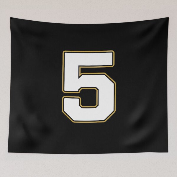 Item preview, Jersey Number 5 / Player Shirt Number Five (White with Gold Outline) designed and sold by STUDIO-72.