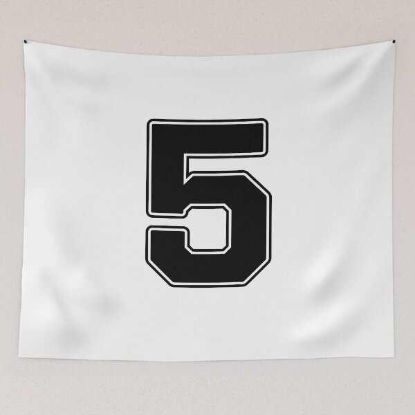 Item preview, Jersey Number 5 / Player Shirt Number Five (Black with Black Outline) designed and sold by STUDIO-72.