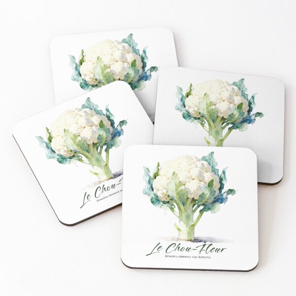 Item preview, Le Chou-fleur (Cauliflower) – French Botanical Watercolor Art for Gardeners & Francophiles designed and sold by FrancophileFun.