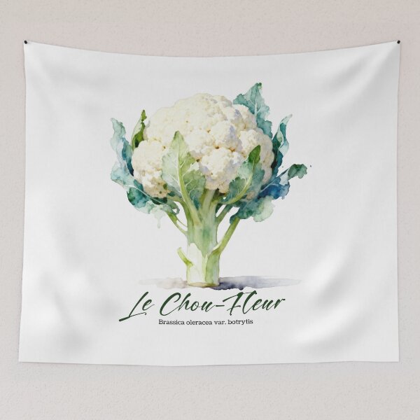 Item preview, Le Chou-fleur (Cauliflower) – French Botanical Watercolor Art for Gardeners & Francophiles designed and sold by FrancophileFun.