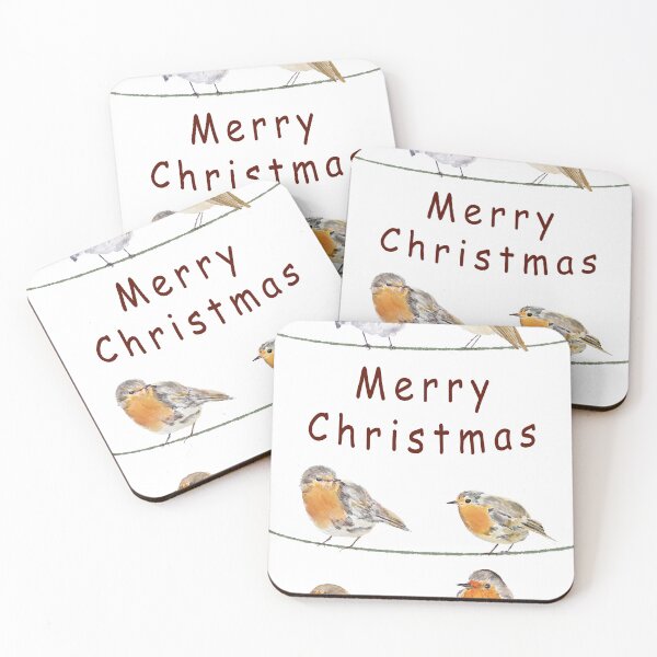 Item preview, 6 Orange Robin  Watercolor Painting Garden Bird Christmas version  designed and sold by ColorandColor.