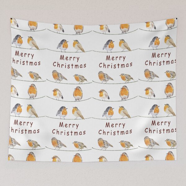 Item preview, 6 Orange Robin  Watercolor Painting Garden Bird Christmas version  designed and sold by ColorandColor.