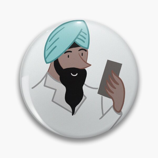 Item preview, Asian Sikh or Hindu Indian man looking at a mobile phone illustration art designed and sold by Vintage Designs +.