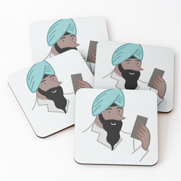 Item preview, Asian Sikh or Hindu Indian man looking at a mobile phone illustration art designed and sold by Vintage Designs +.