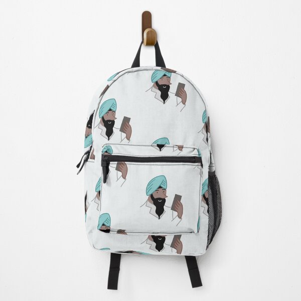 Item preview, Asian Sikh or Hindu Indian man looking at a mobile phone illustration art designed and sold by Vintage Designs +.