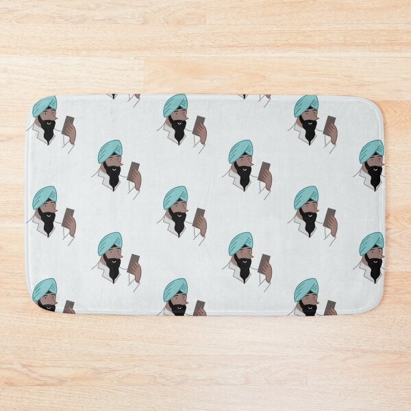Item preview, Asian Sikh or Hindu Indian man looking at a mobile phone illustration art designed and sold by Vintage Designs +.