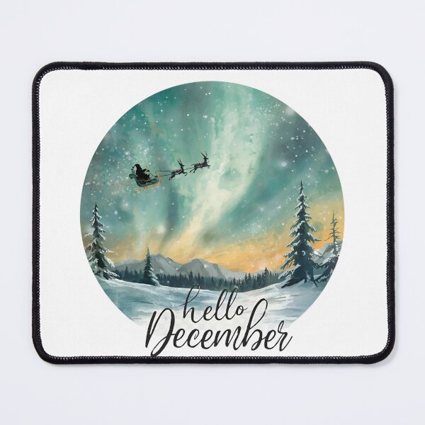 Item preview, Hello December, Northern Lights Christmas Winter sticker designed and sold by Moodune.