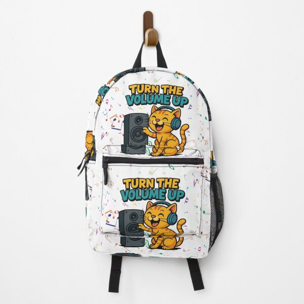 Item preview, Turn the Volume Up – Cool Cartoon Cat with Headphones Street Art Design designed and sold by Pixel Outfit.