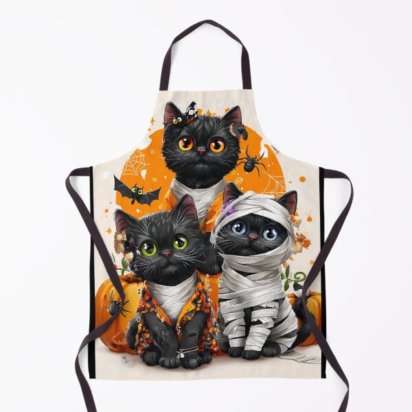 Item preview, Black Cats in Halloween Costumes – Adorable Mummy Kittens with Pumpkins and Spooky Background designed and sold by Grafititee.