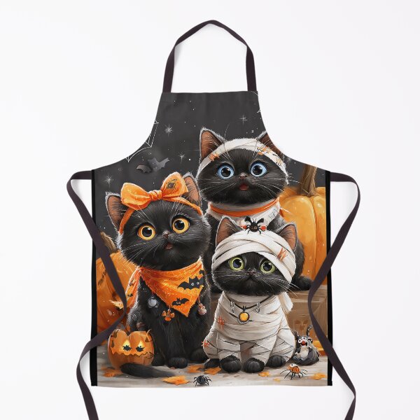 Item preview, Black Cats in Halloween Costumes – Adorable Mummy Kittens with Pumpkins and Spooky Background designed and sold by Grafititee.