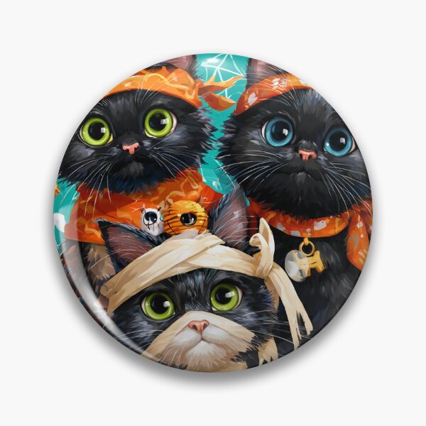 Item preview, Black Cats in Halloween Costumes – Adorable Mummy Kittens with Pumpkins and Spooky Background designed and sold by Grafititee.