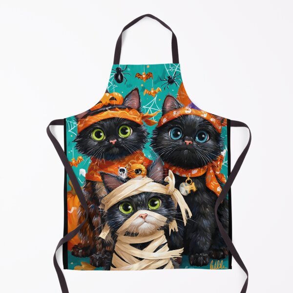 Item preview, Black Cats in Halloween Costumes – Adorable Mummy Kittens with Pumpkins and Spooky Background designed and sold by Grafititee.