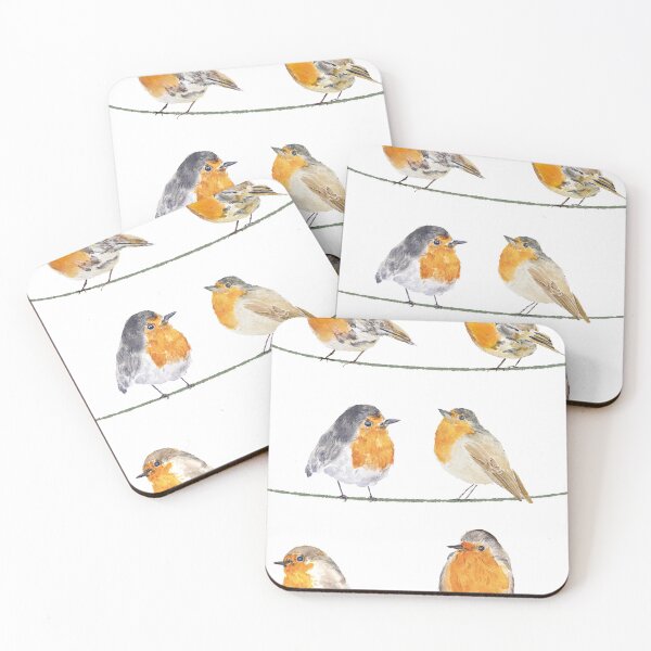 Item preview, 6 Orange Robin  Watercolor Painting Garden Bird no background  designed and sold by ColorandColor.