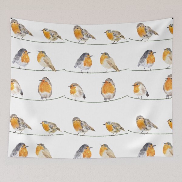 Item preview, 6 Orange Robin  Watercolor Painting Garden Bird no background  designed and sold by ColorandColor.
