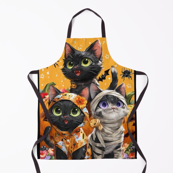Item preview, Black Cats in Halloween Costumes – Adorable Mummy Kittens with Pumpkins and Spooky Background designed and sold by Grafititee.