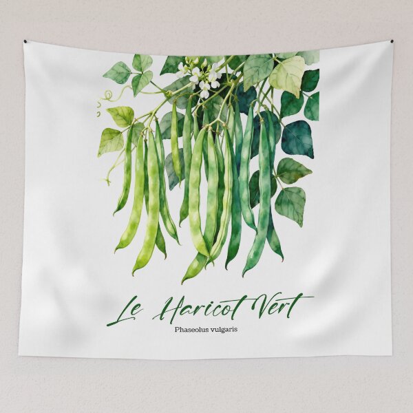 Item preview, Le Haricot Vert (Green Bean) – French Botanical Watercolor Art for Gardeners & Francophiles designed and sold by FrancophileFun.